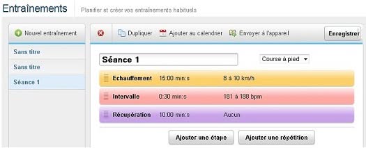 Programmation des séances