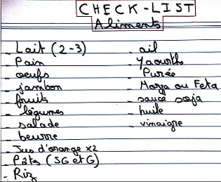 Check-liste aliments