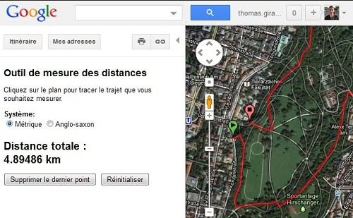 itinéraire course à pied google map google map mesure de distance